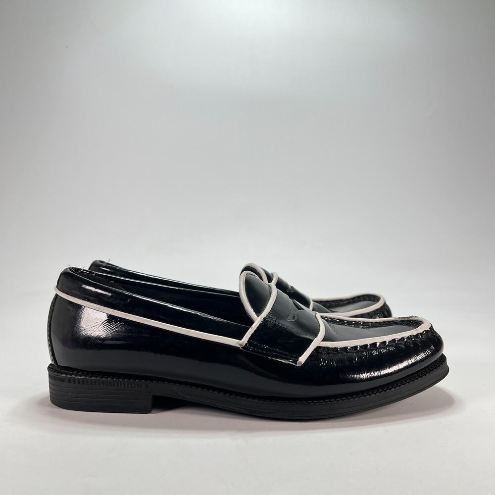 G.H. Bass Logan Piping Easy Weejun Black Leather Loafers Shoes Women's Size 7